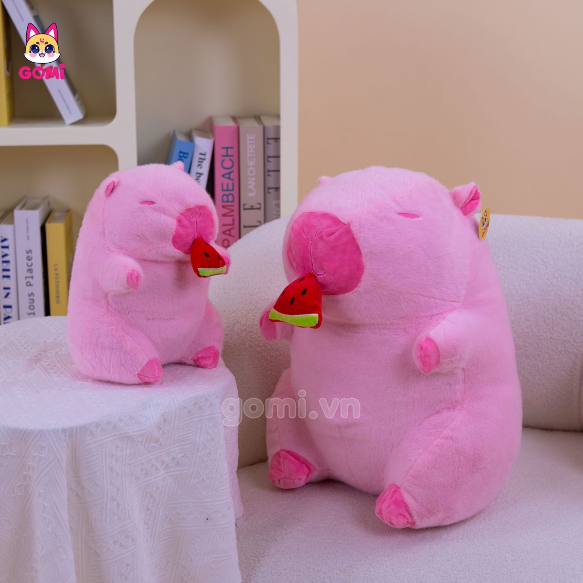 Gấu Bông Capybara Hồng Rút Dưa Hấu