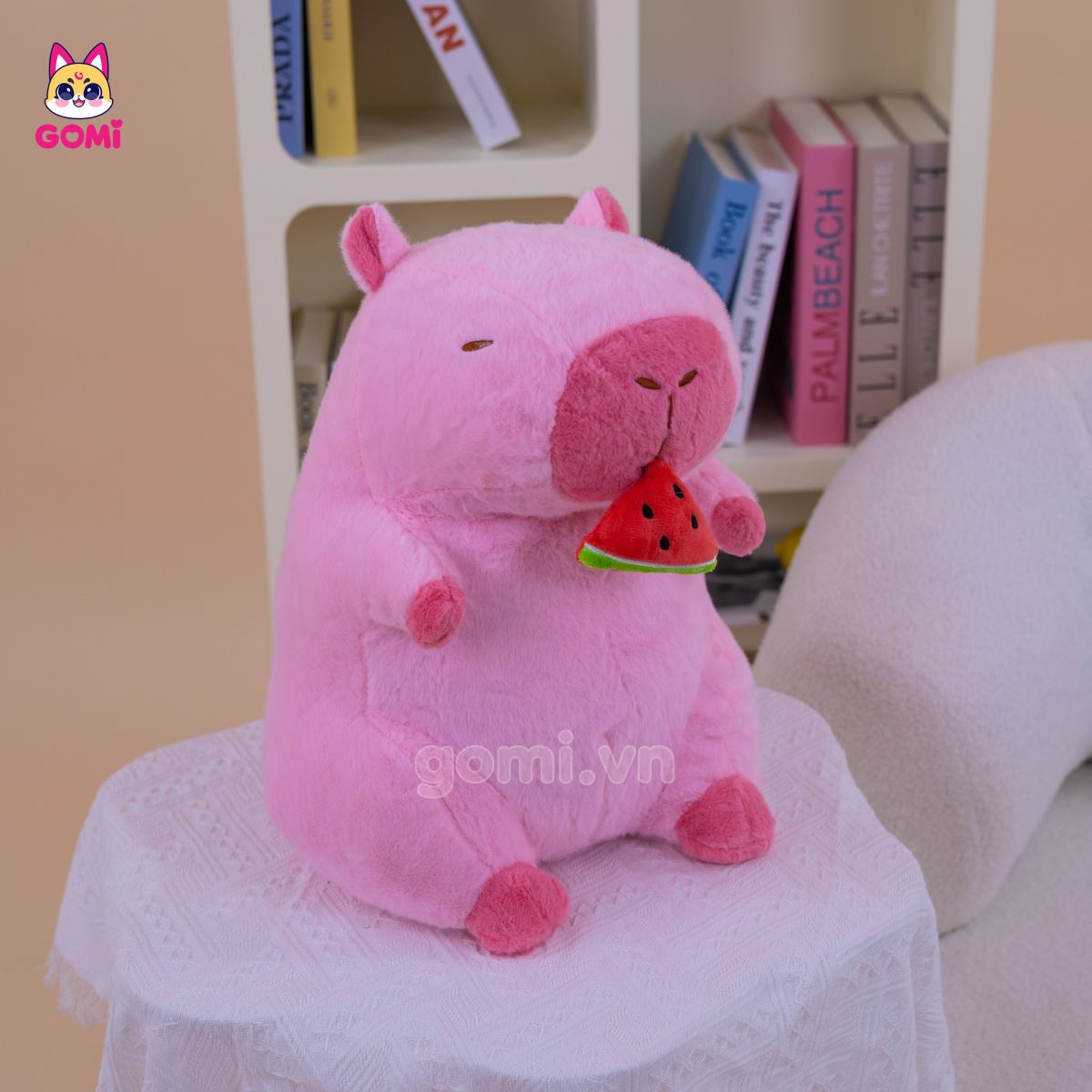 Gấu Bông Capybara Hồng Rút Dưa Hấu