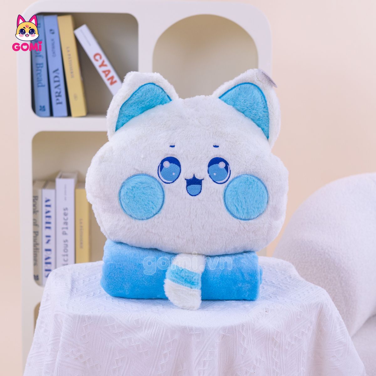 Gối Mền Mèo Má Tròn