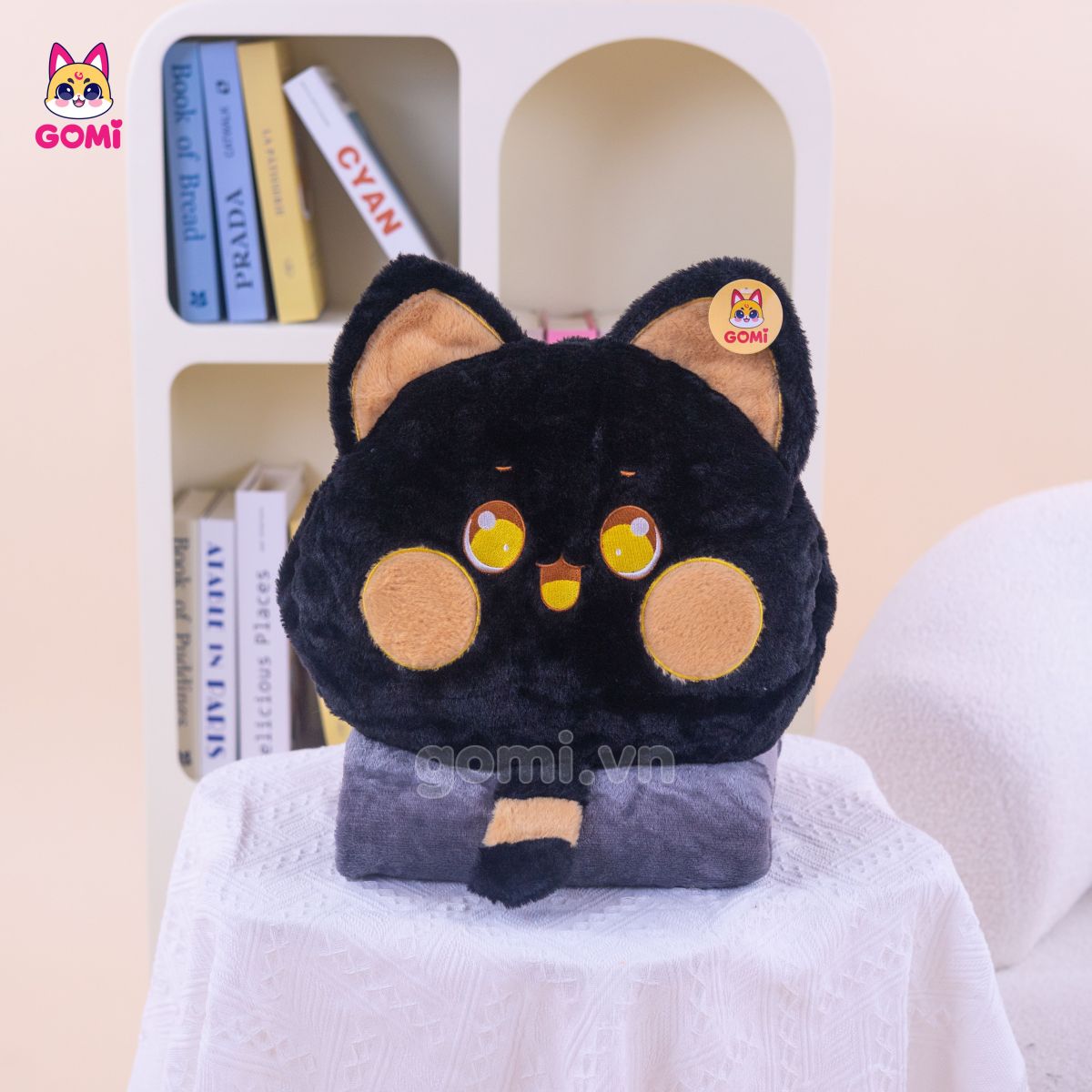 Gối Mền Mèo Má Tròn