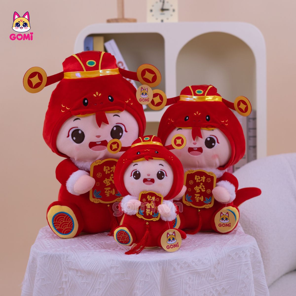 Gấu Bông Rắn Đội Mũ Thần Tài