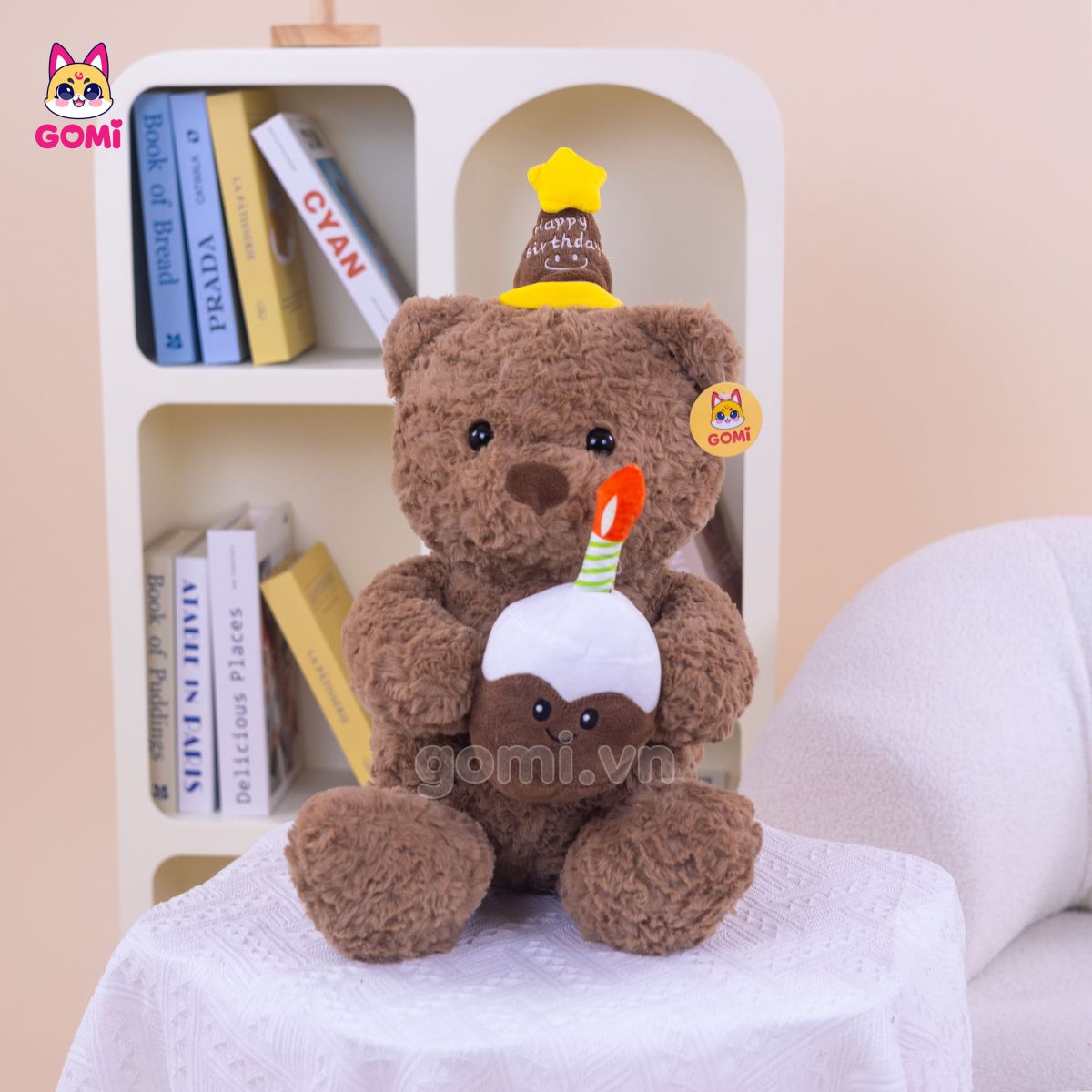 Gấu Bông Teddy Ôm Bánh Kem