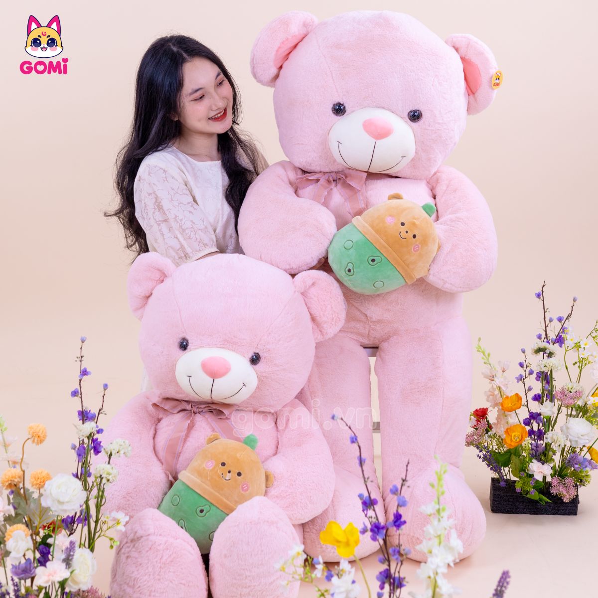 Gấu Bông Teddy Ôm Trà Sữa Thú