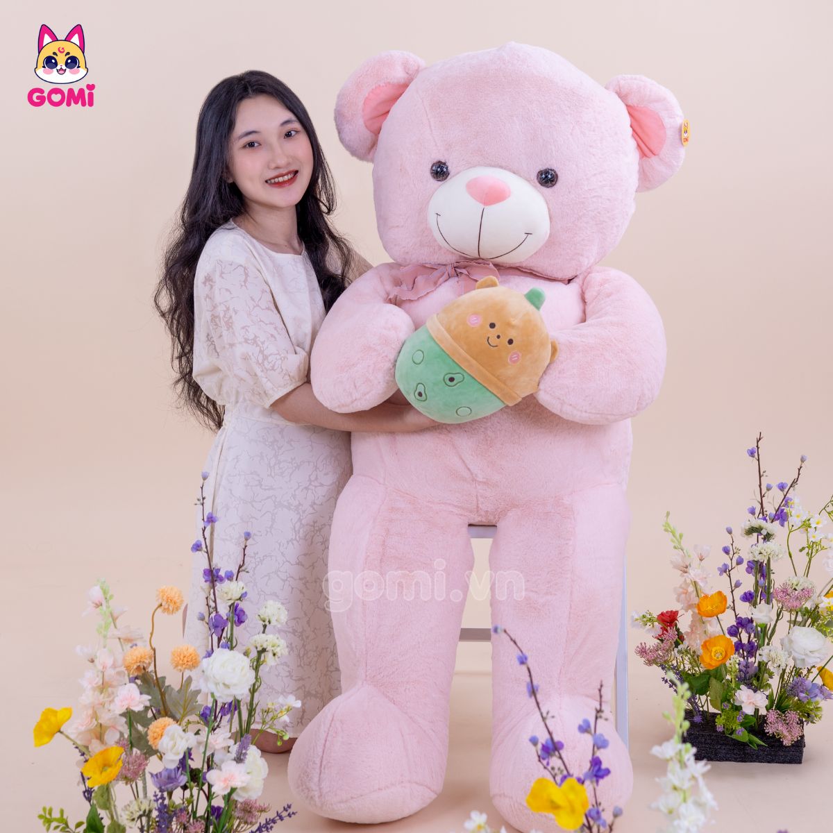 Gấu Bông Teddy Ôm Trà Sữa Thú
