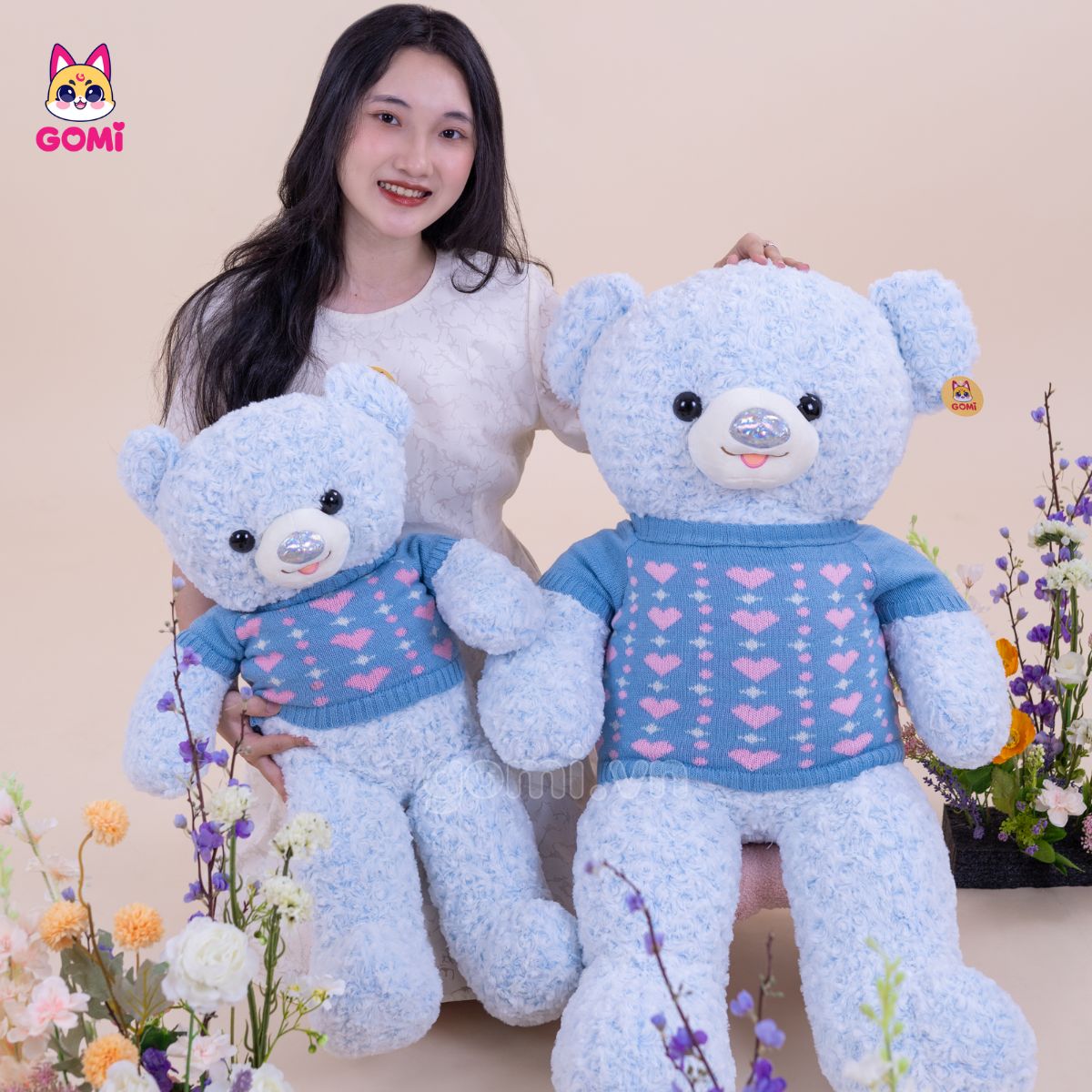 Gấu Bông Teddy Mũi Nhũ Áo Tim