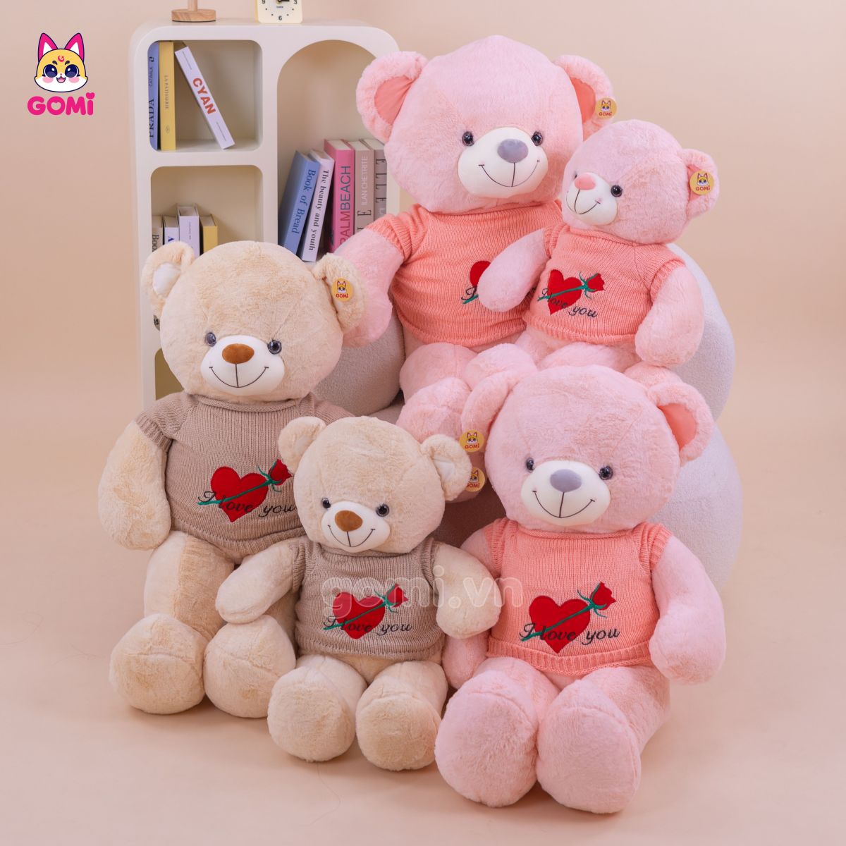 Gấu Bông Teddy Áo Tim Hoa