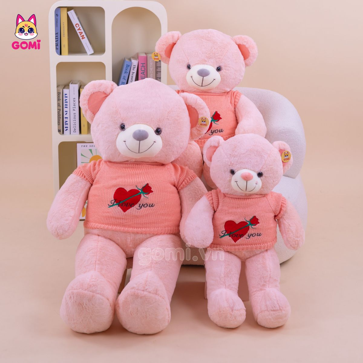 Gấu Bông Teddy Áo Tim Hoa