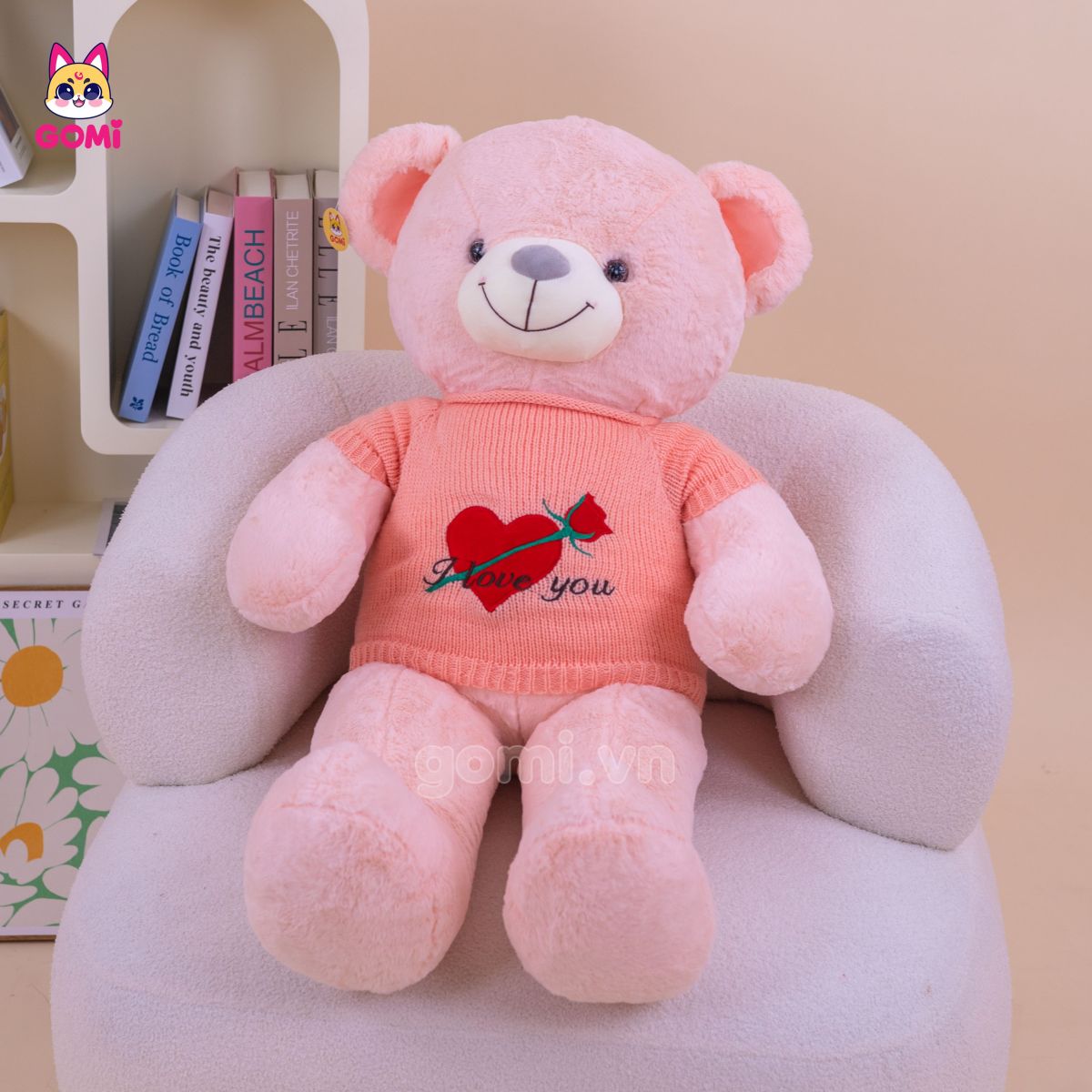 Gấu Bông Teddy Áo Tim Hoa