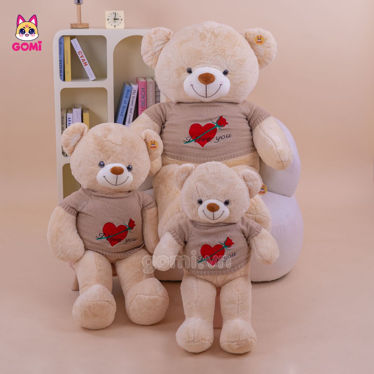 Gấu Bông Teddy Áo Tim Hoa