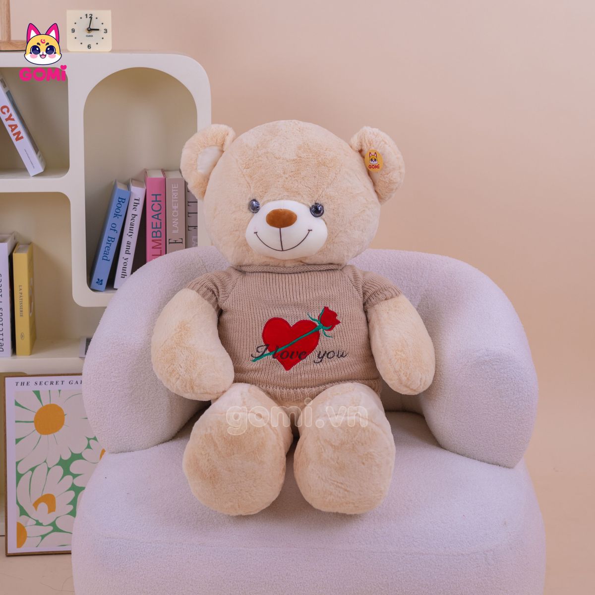 Gấu Bông Teddy Áo Tim Hoa