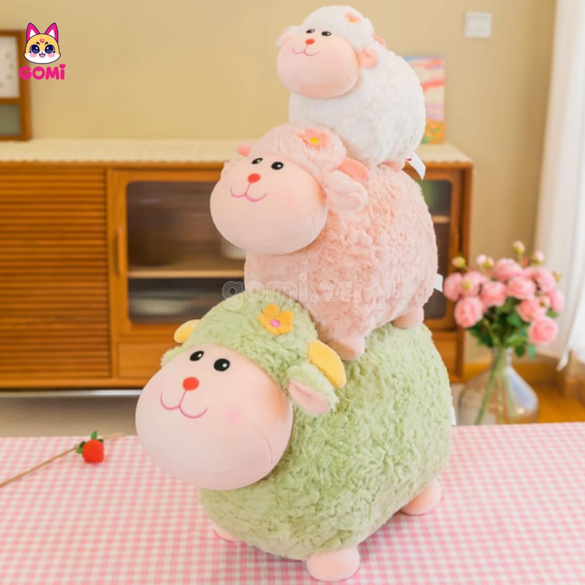 Gấu Bông Cừu Đầu Hoa