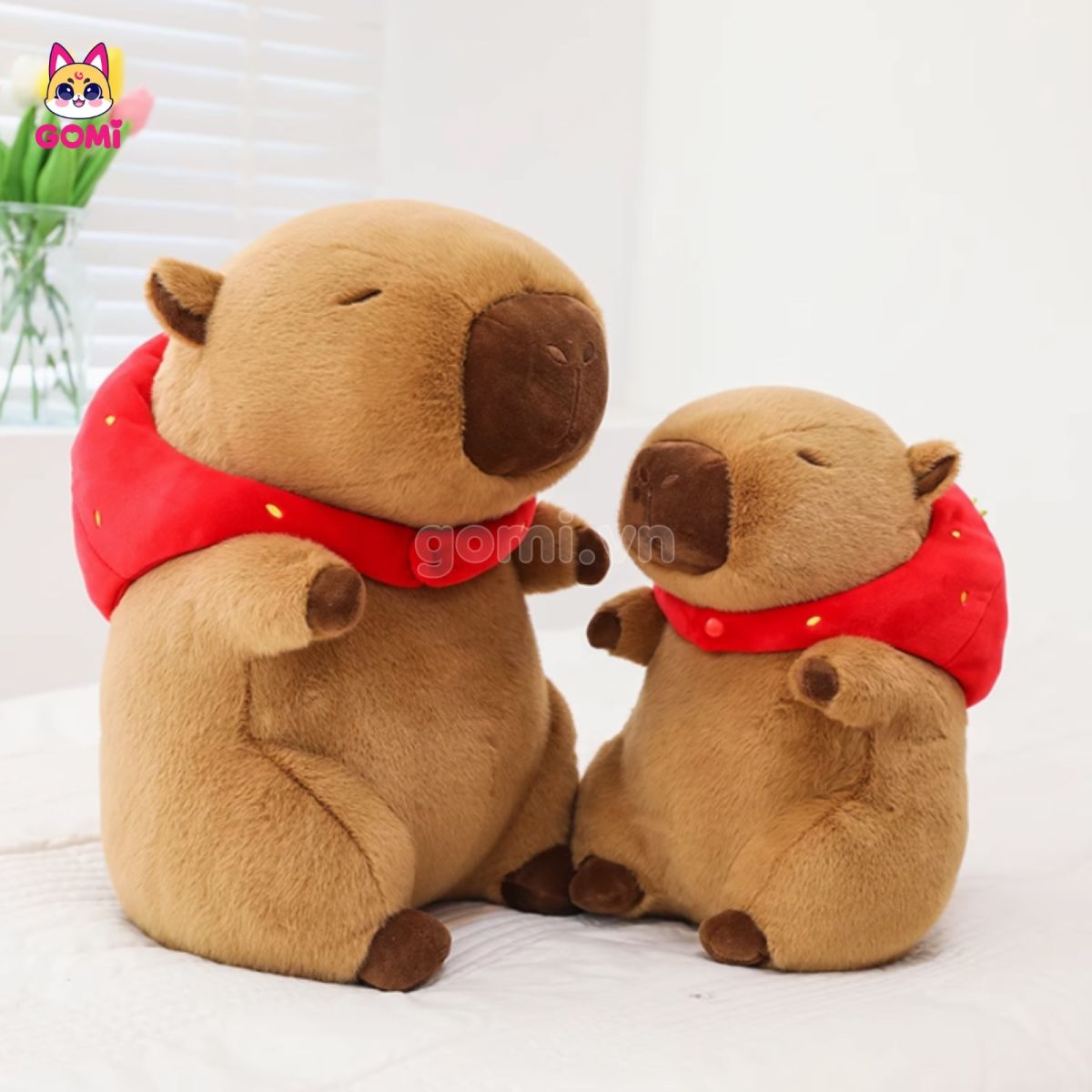 Gấu Bông Capybara Đội Mũ Dâu