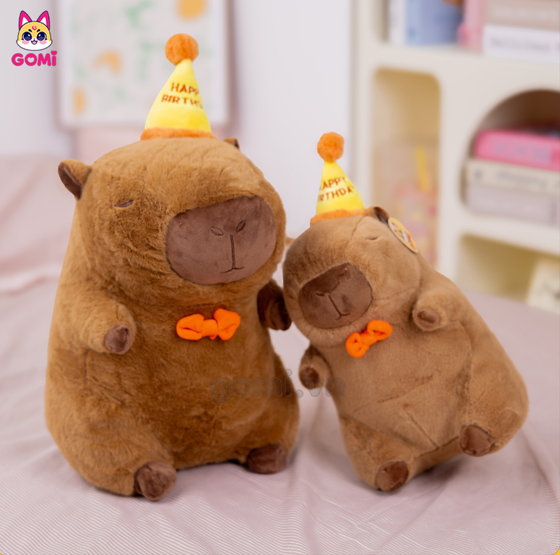 Gấu Bông Capybara Đội Mũ Happy Birthday