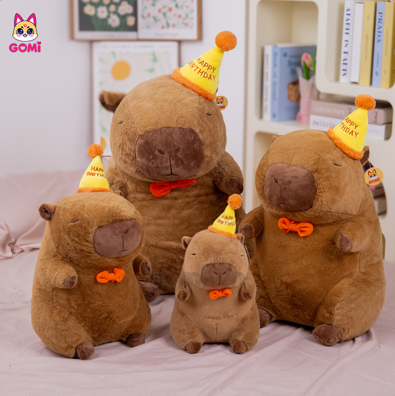 Gấu Bông Capybara Đội Mũ Happy Birthday