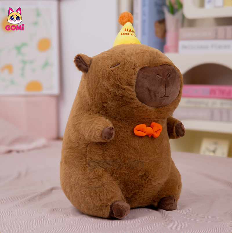 Gấu Bông Capybara Đội Mũ Happy Birthday