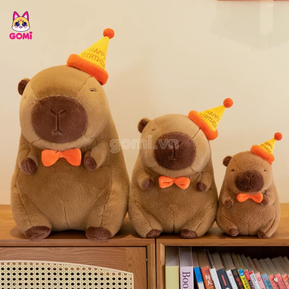 Gấu Bông Capybara Đội Mũ Happy Birthday