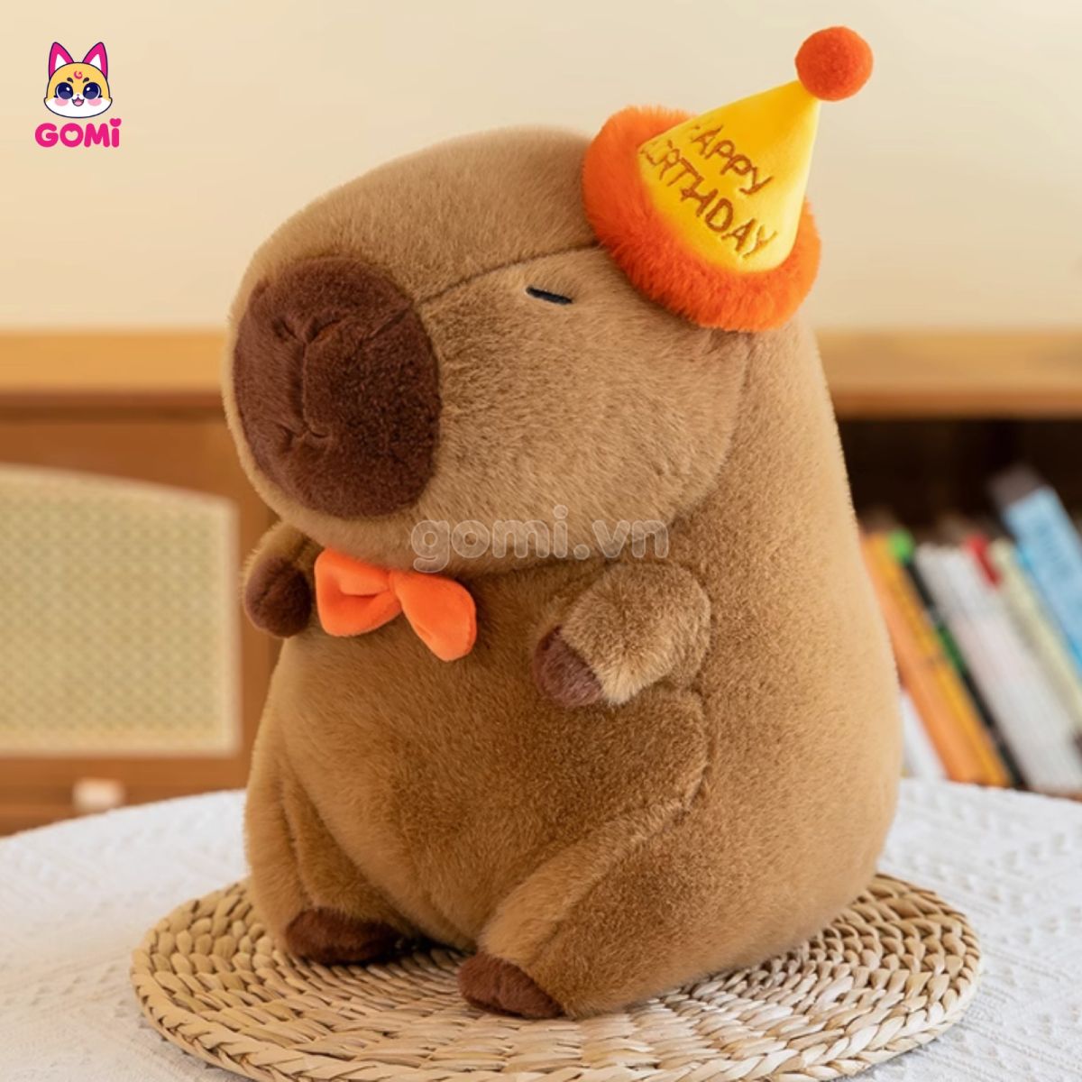 Gấu Bông Capybara Đội Mũ Happy Birthday