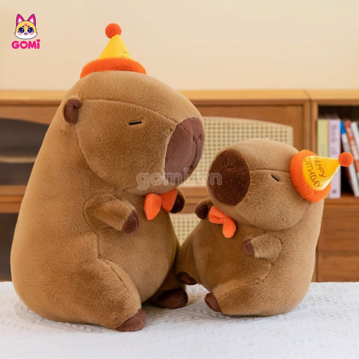 Gấu Bông Capybara Đội Mũ Happy Birthday