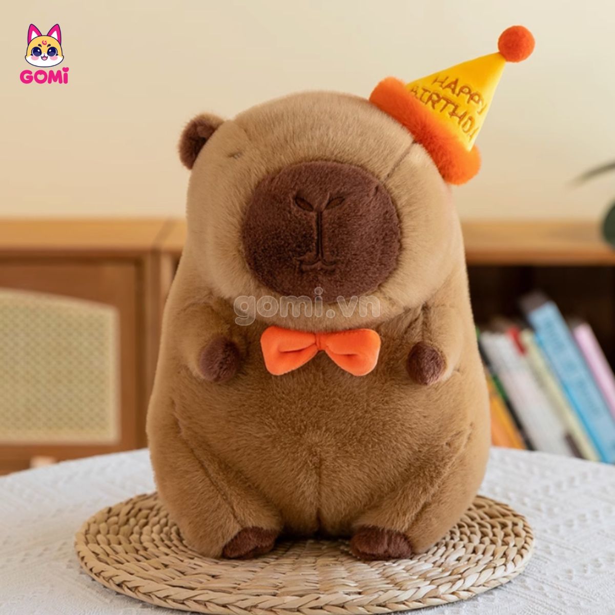 Gấu Bông Capybara Đội Mũ Happy Birthday