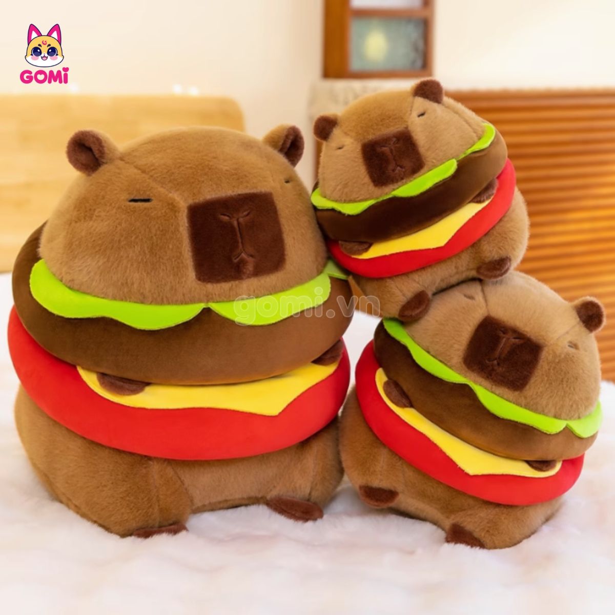 Gấu Bông Capybara Bánh Hamburger