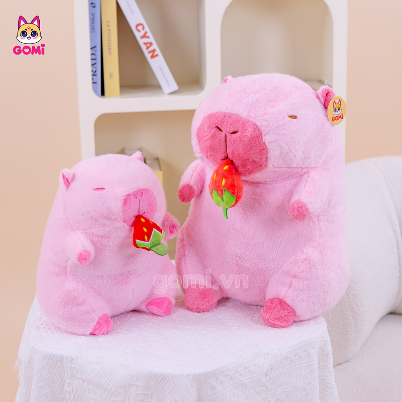 Gấu Bông Capybara Hồng Rút Dâu