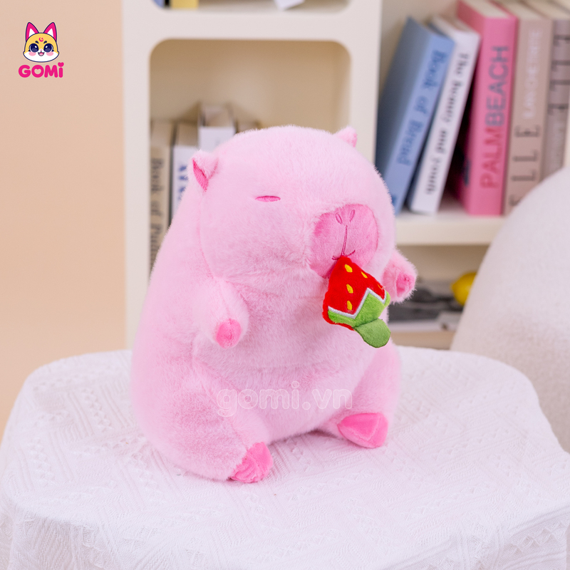 Gấu Bông Capybara Hồng Rút Dâu