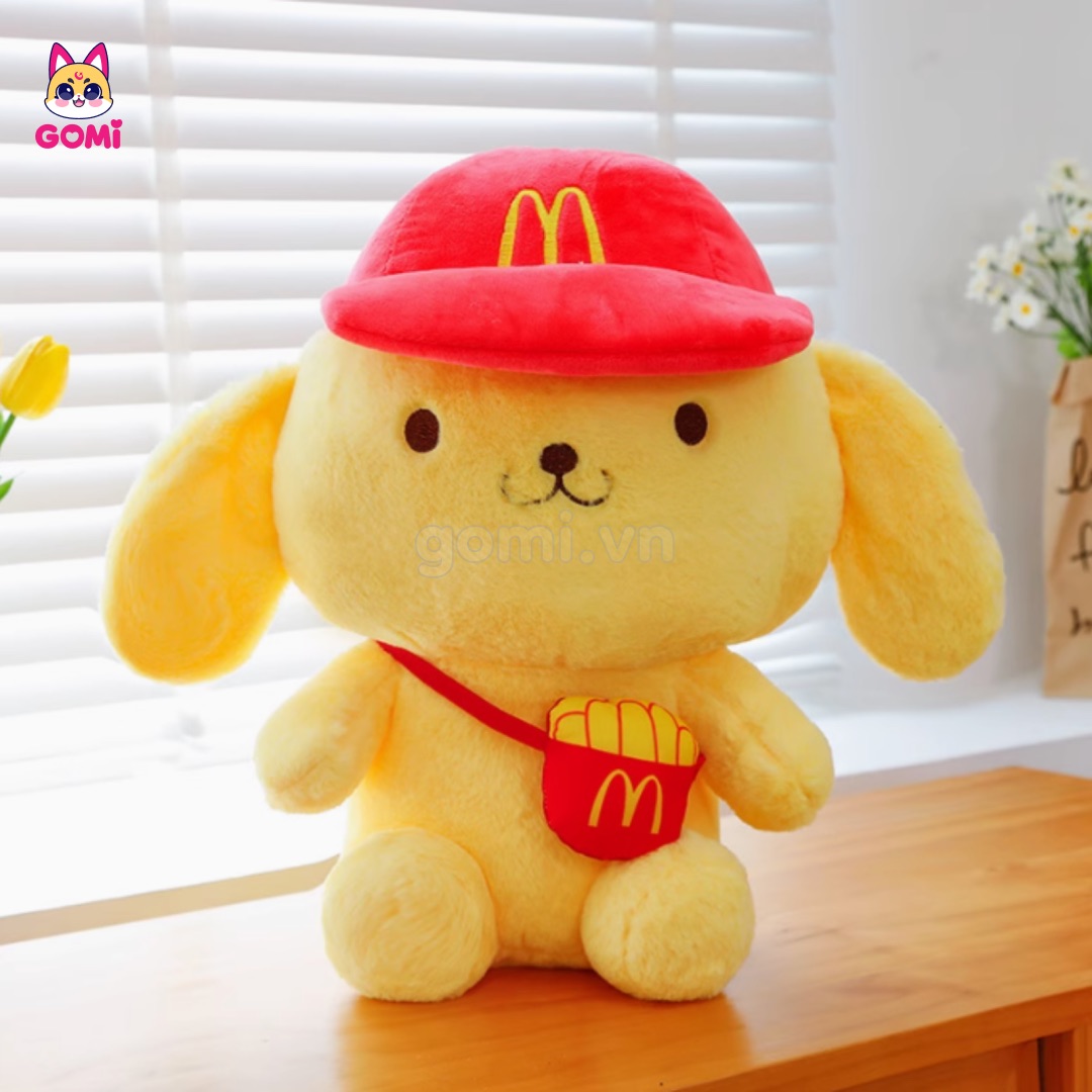 Gấu Bông Chó Purin Đội Mũ Đeo Túi