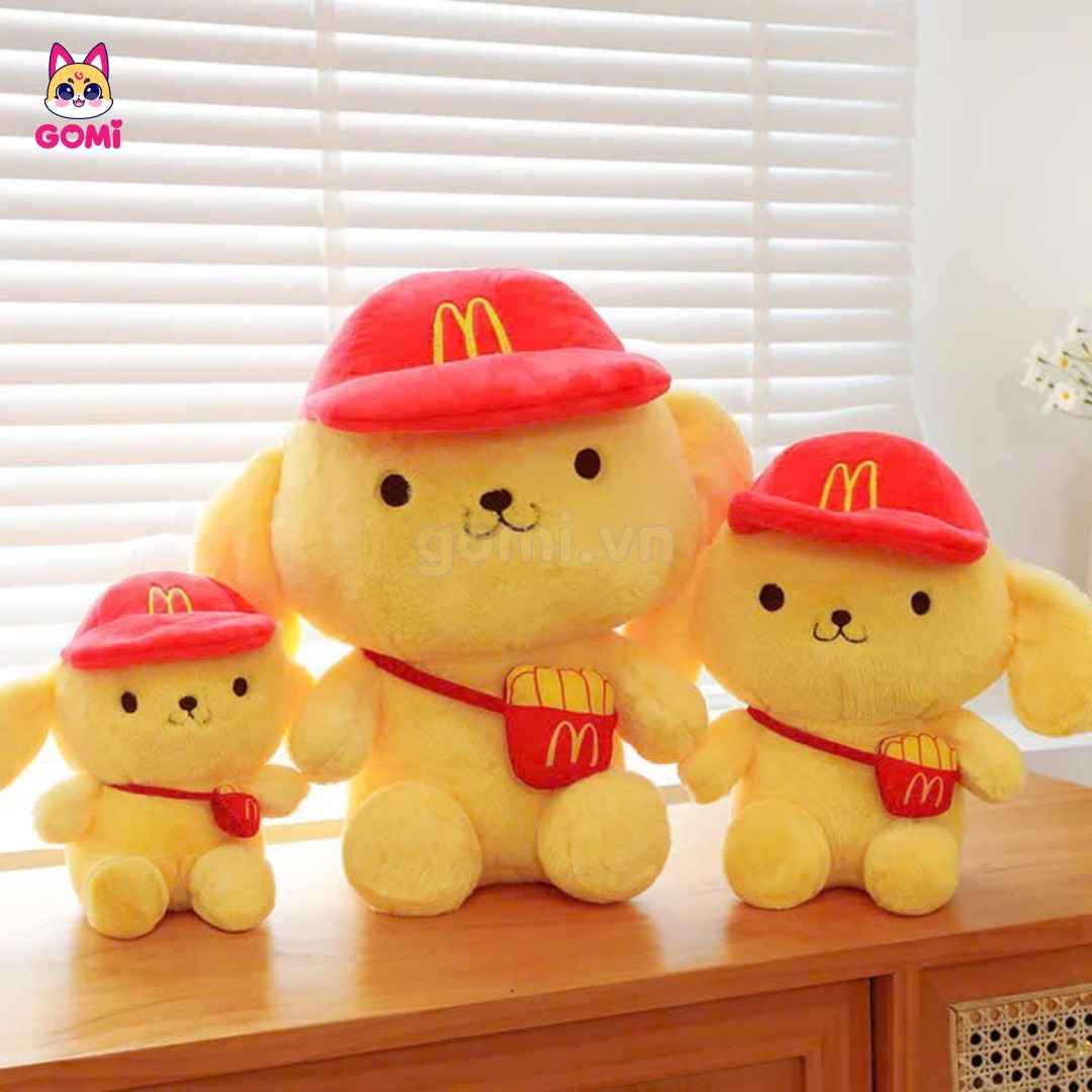Gấu Bông Chó Purin Đội Mũ Đeo Túi