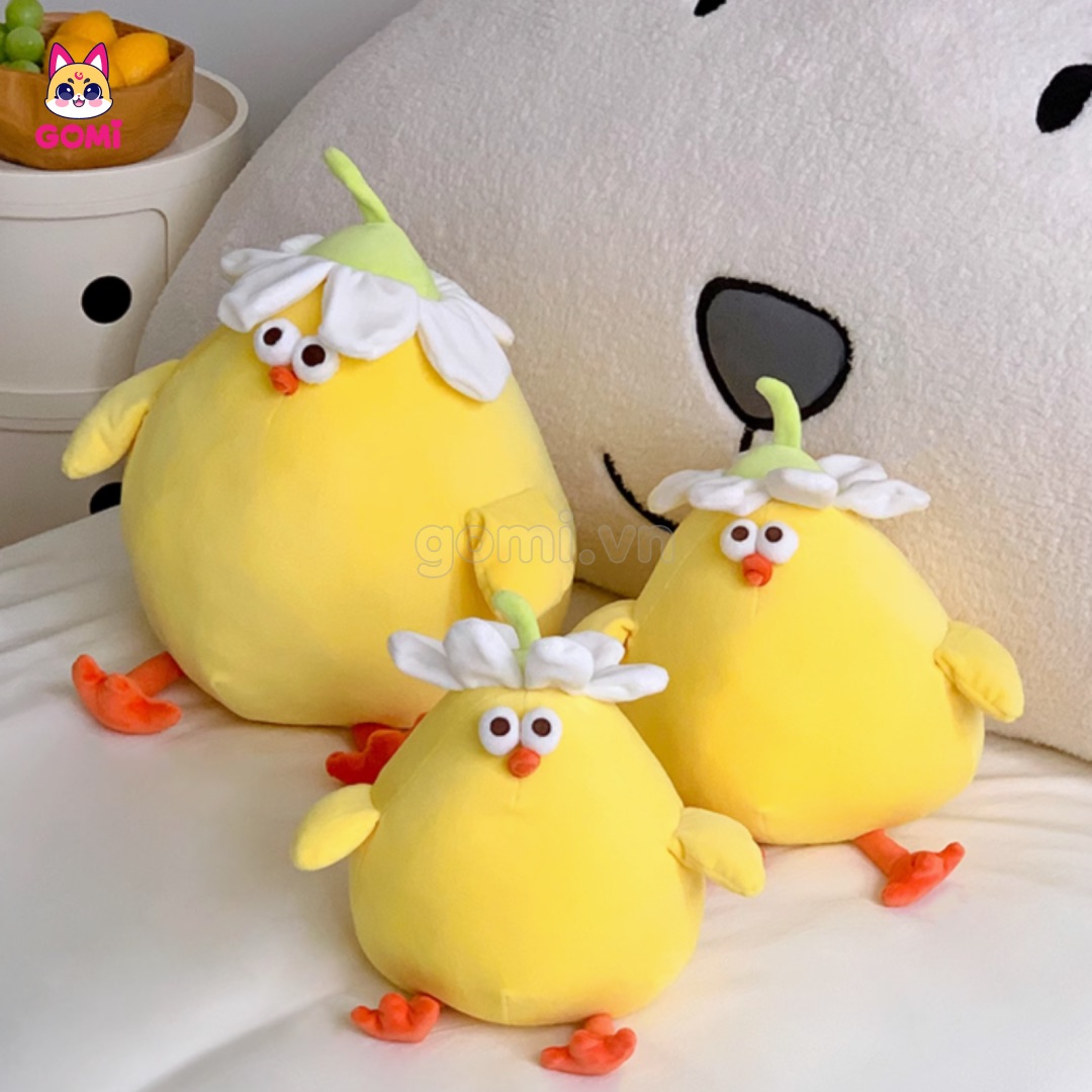 Gấu Bông Gà Bụng To Đội Hoa