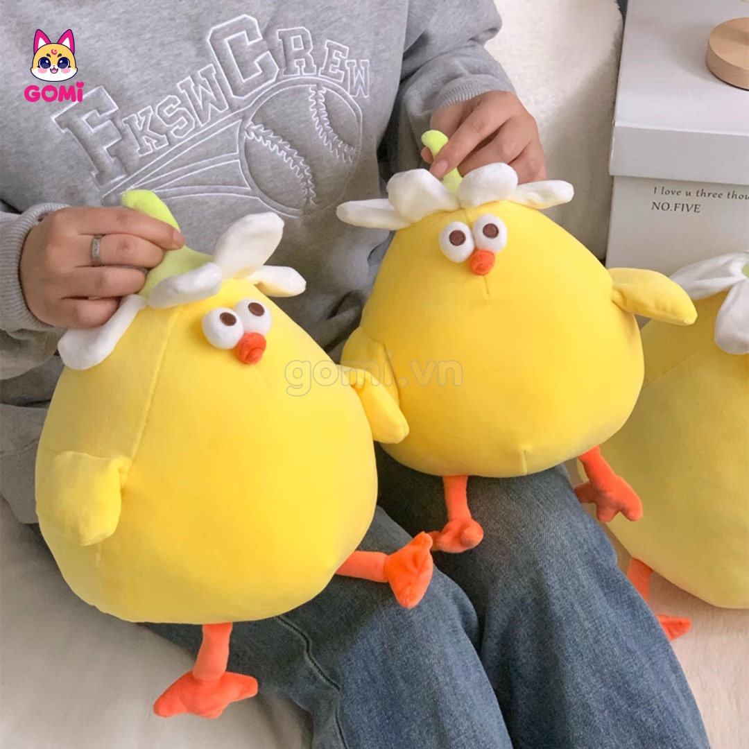 Gấu Bông Gà Bụng To Đội Hoa