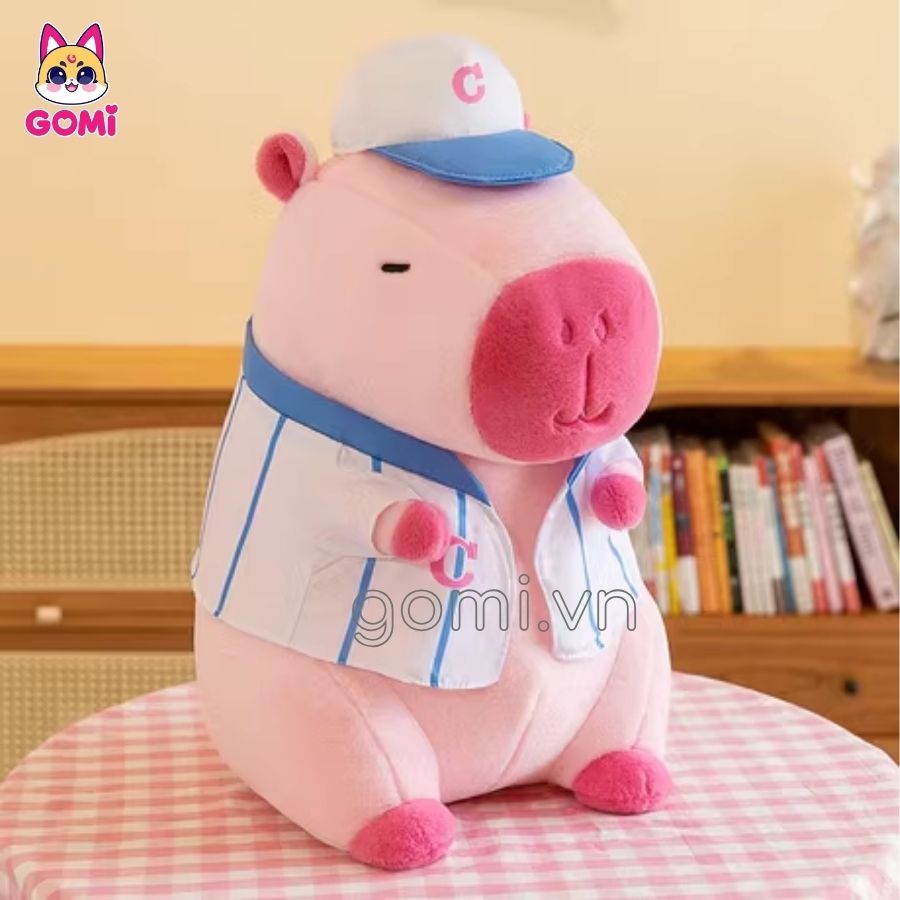 Gối Mền Capybara Áo Bóng Chày Đội Nón