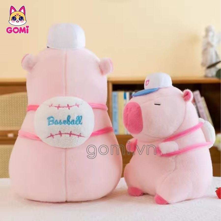 Gối Mền Capybara Đeo Balo Đội Nón