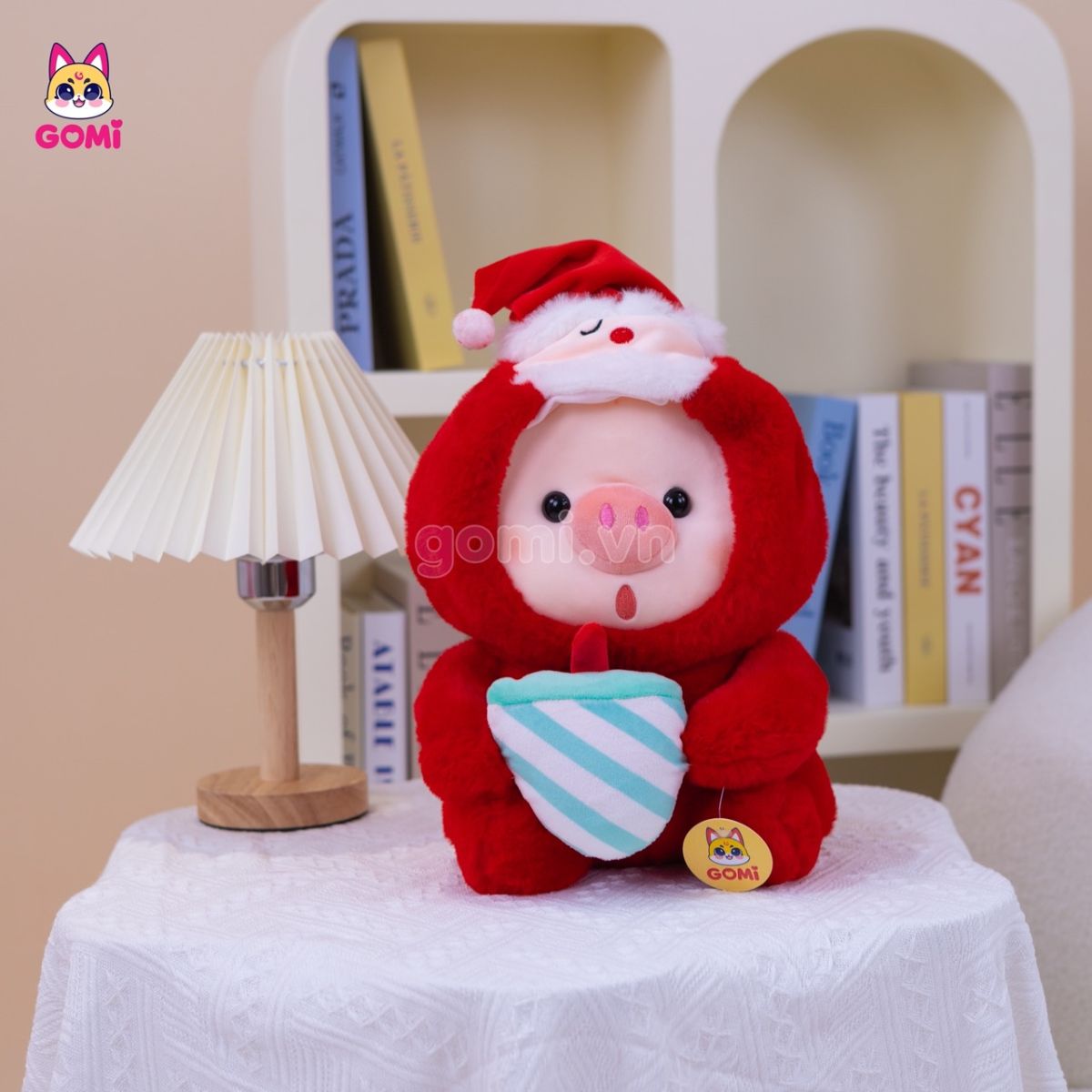 Gấu Bông Heo Đội Mũ Noel