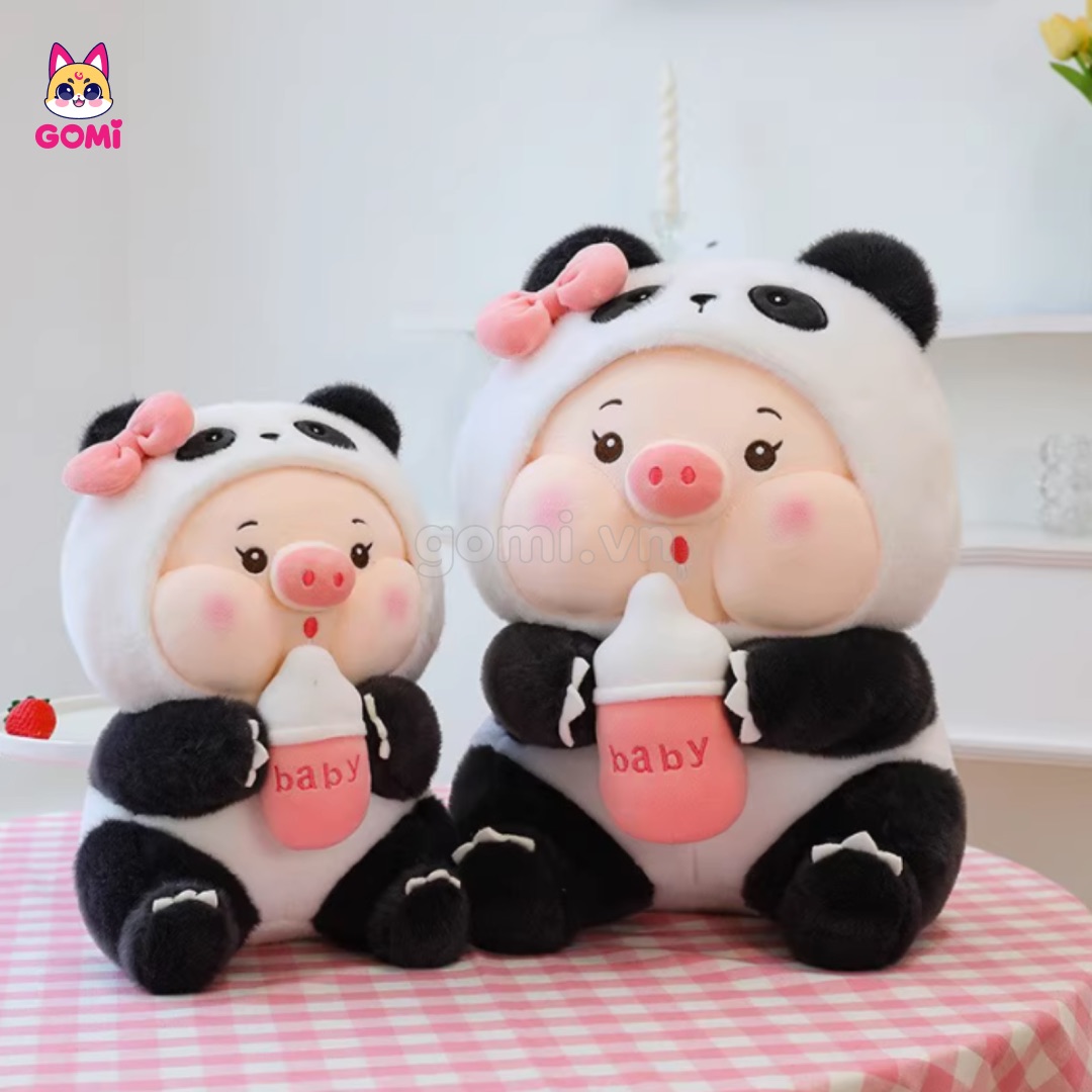 Gấu Bông Heo Cosplay Gấu Trúc Ôm Bình Sữa