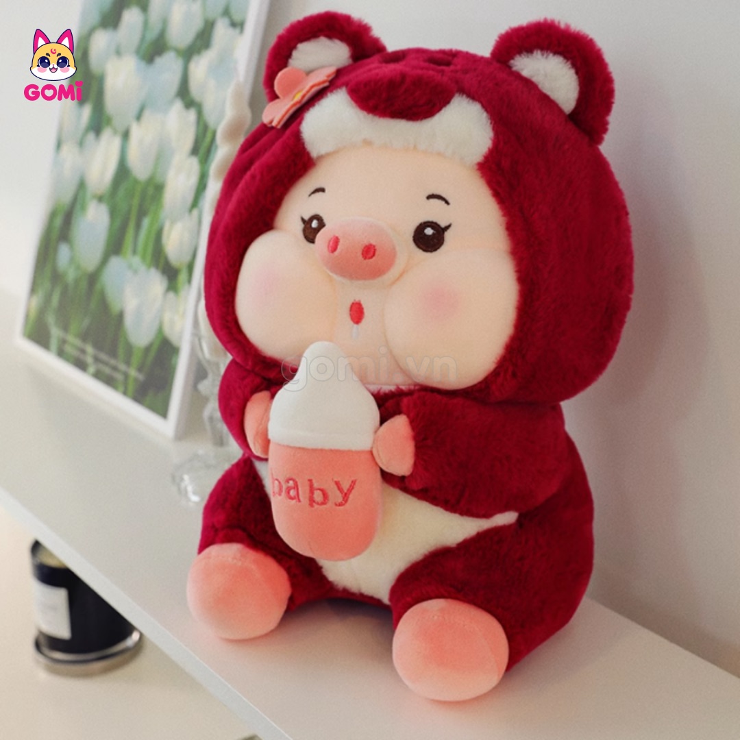 Gấu Bông Heo Lotso Ôm Bình Sữa