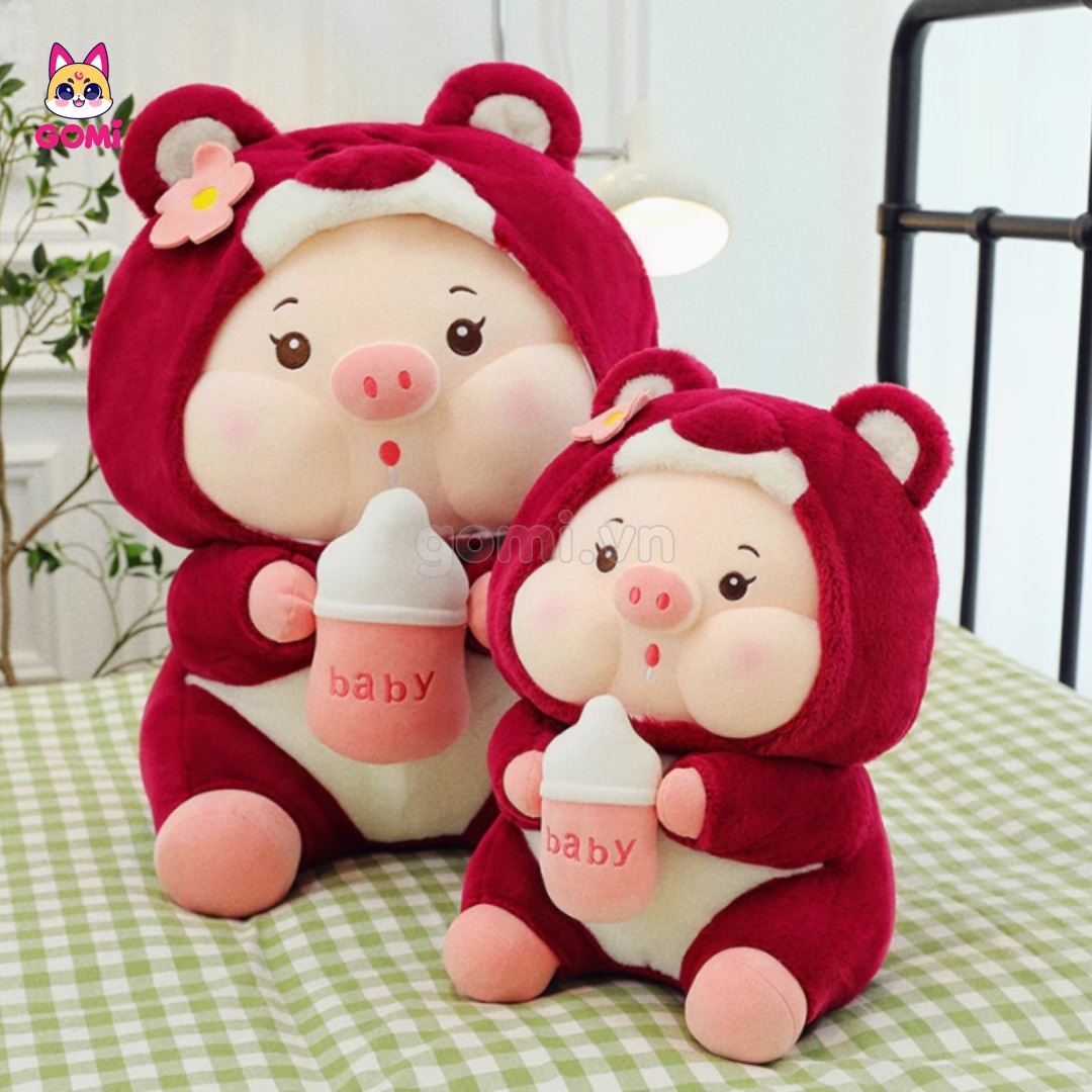 Gấu Bông Heo Lotso Ôm Bình Sữa