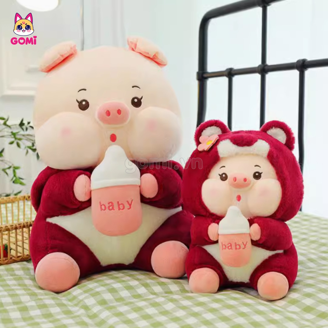 Gấu Bông Heo Lotso Ôm Bình Sữa