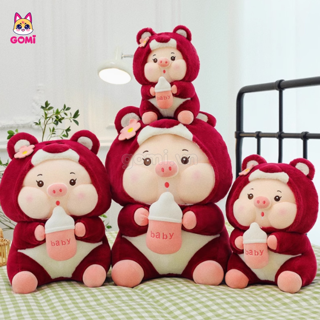 Gấu Bông Heo Lotso Ôm Bình Sữa
