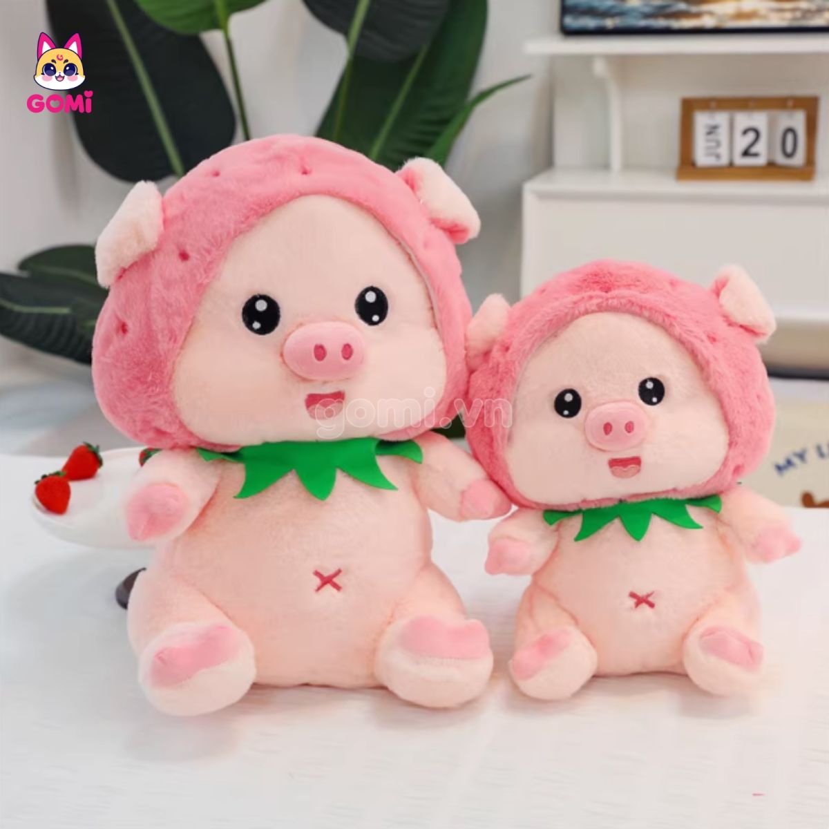 Gấu Bông Heo Lulu Đội Mũ Dâu