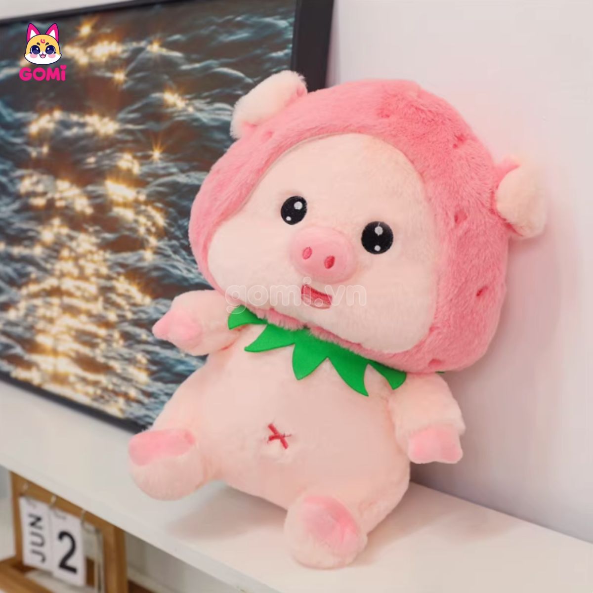 Gấu Bông Heo Lulu Đội Mũ Dâu
