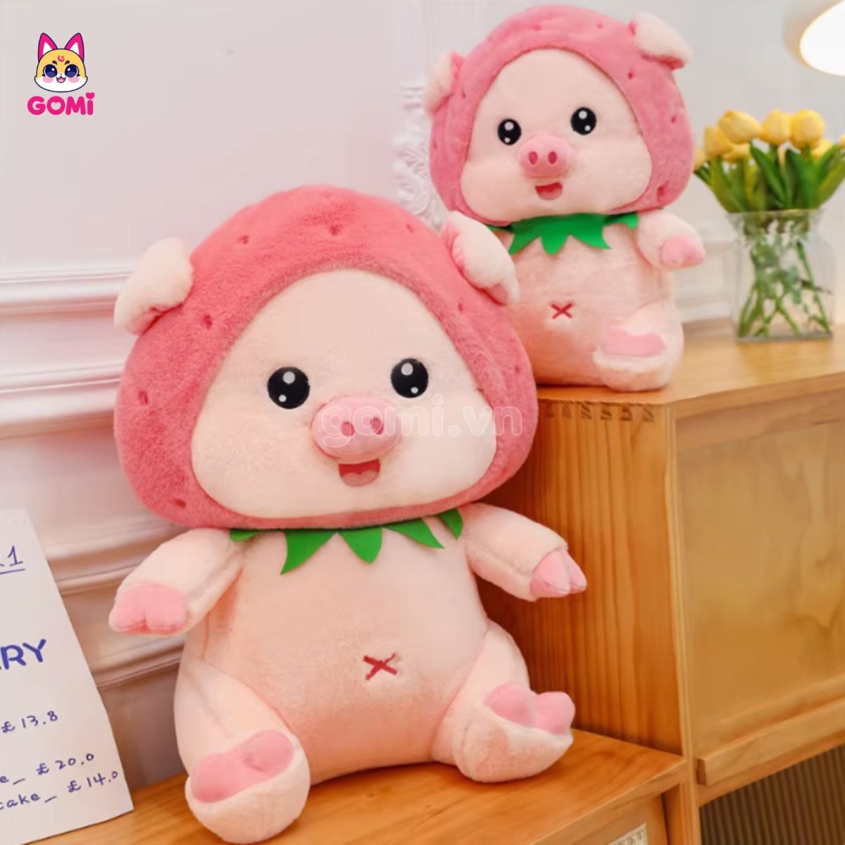 Gấu Bông Heo Lulu Đội Mũ Dâu