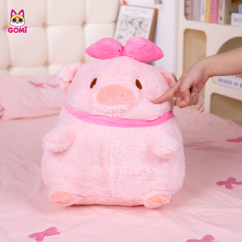 Gấu Bông Heo Lulu Đội Nơ Hồng