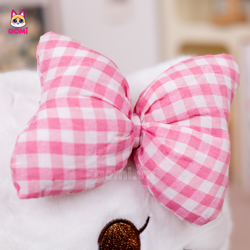 Gấu Bông Kitty Váy Caro Hồng