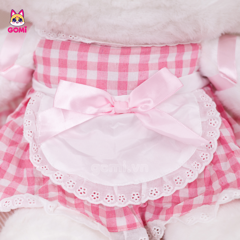 Gấu Bông Kitty Váy Caro Hồng