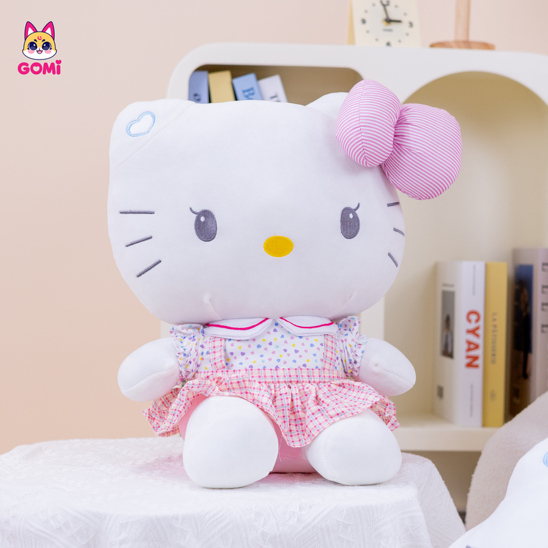 Gấu Bông Kitty Váy Kẻ Hồng