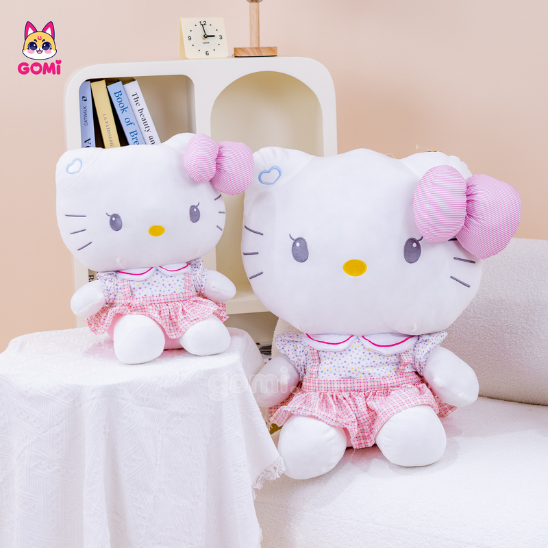 Gấu Bông Kitty Váy Kẻ Hồng