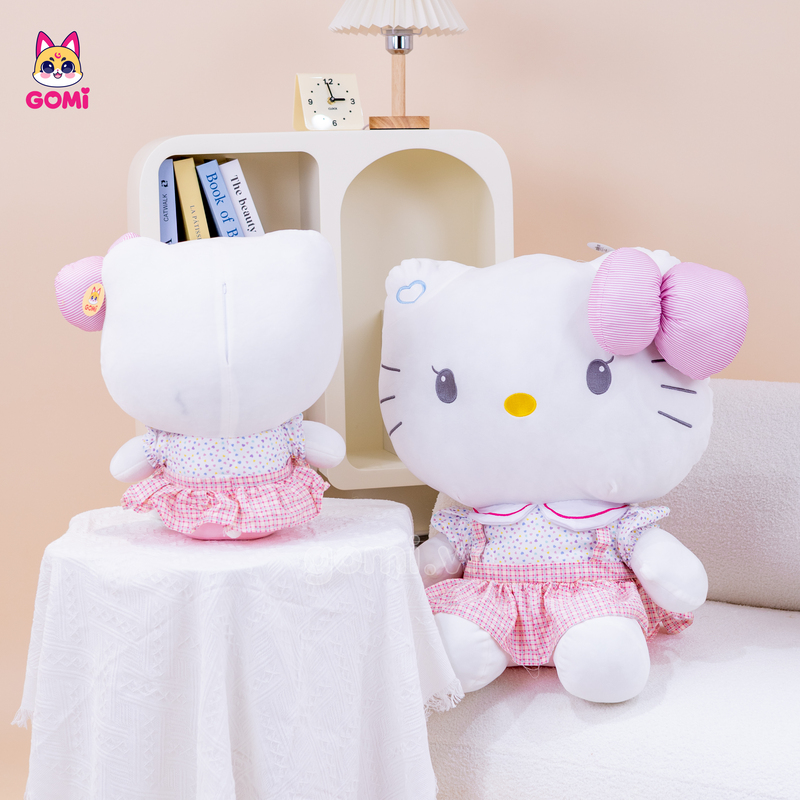Gấu Bông Kitty Váy Kẻ Hồng
