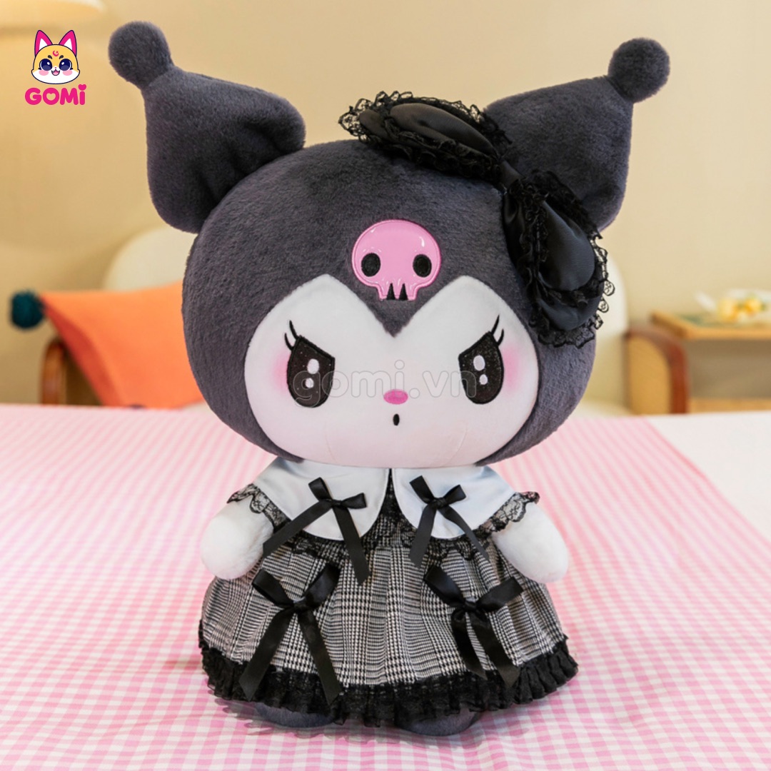 Gấu Bông Kuromi Váy Đen Nơ