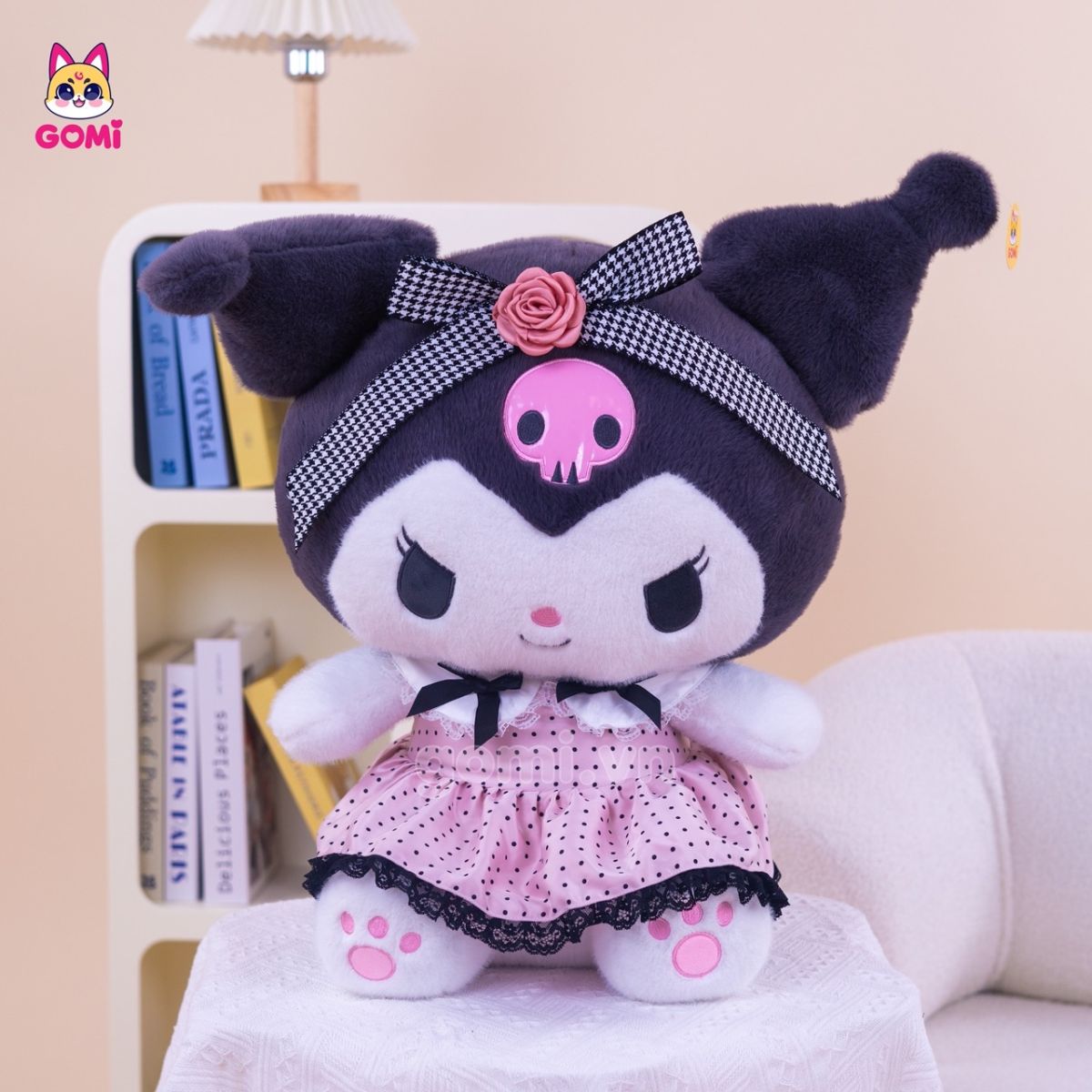 Gấu Bông Kuromi Váy Hồng Chấm Bi