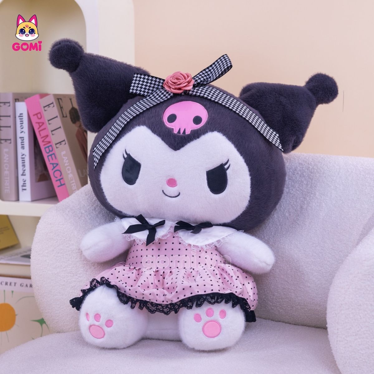 Gấu Bông Kuromi Váy Hồng Chấm Bi